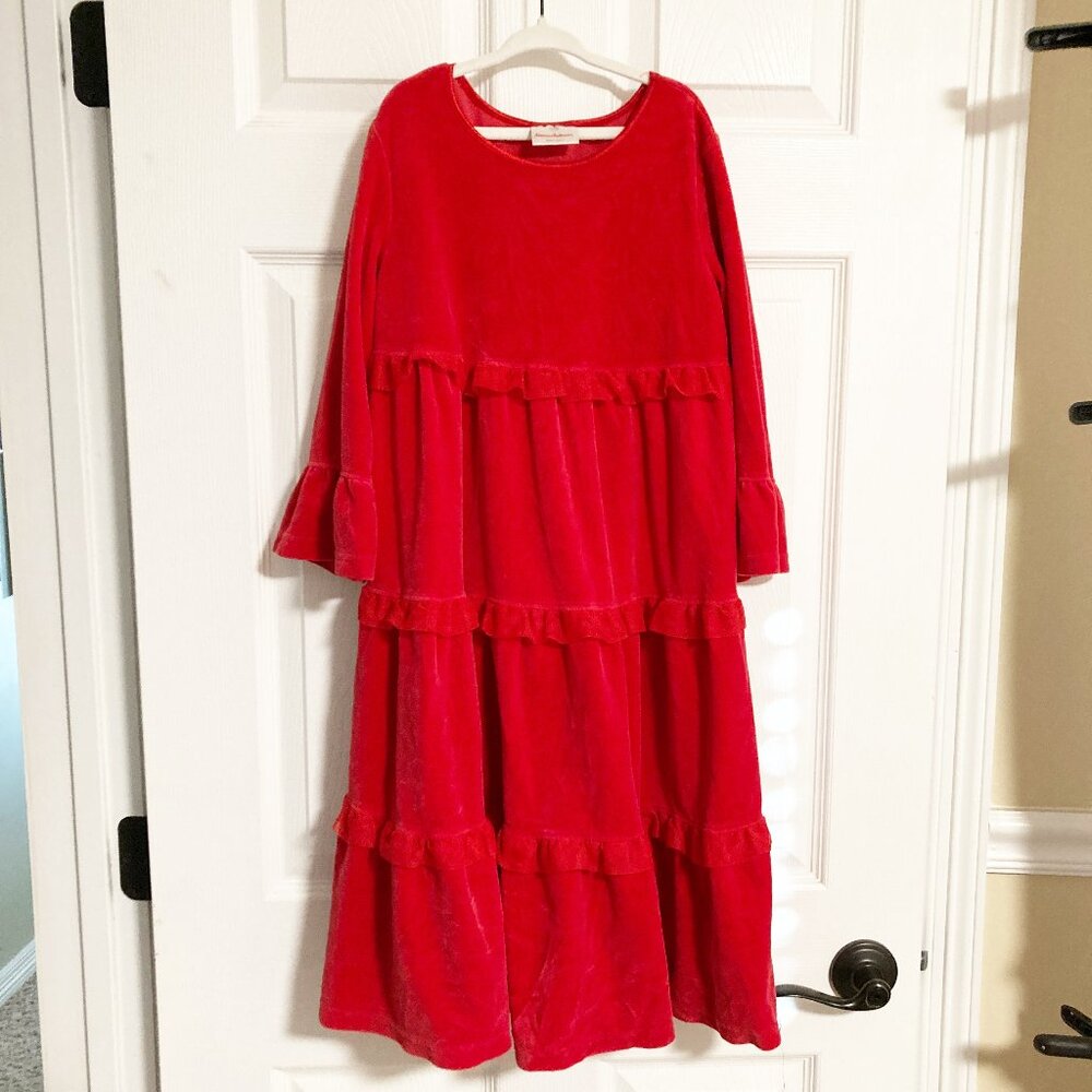 Hanna Andersson Love 2 Twirl Velour Dress Apple Red Size 140 Girls Size 10